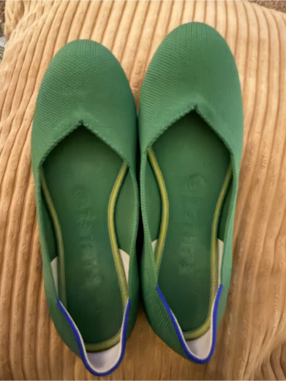 Women’s Green Slip-On Ballet Flats with Contrast Trim